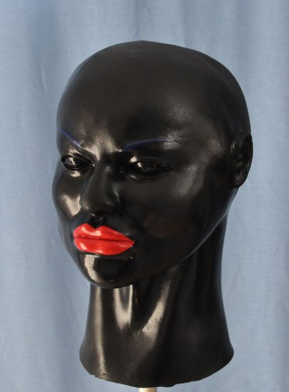 Black Cindy Female Hood Foam Latex Mask / red lips